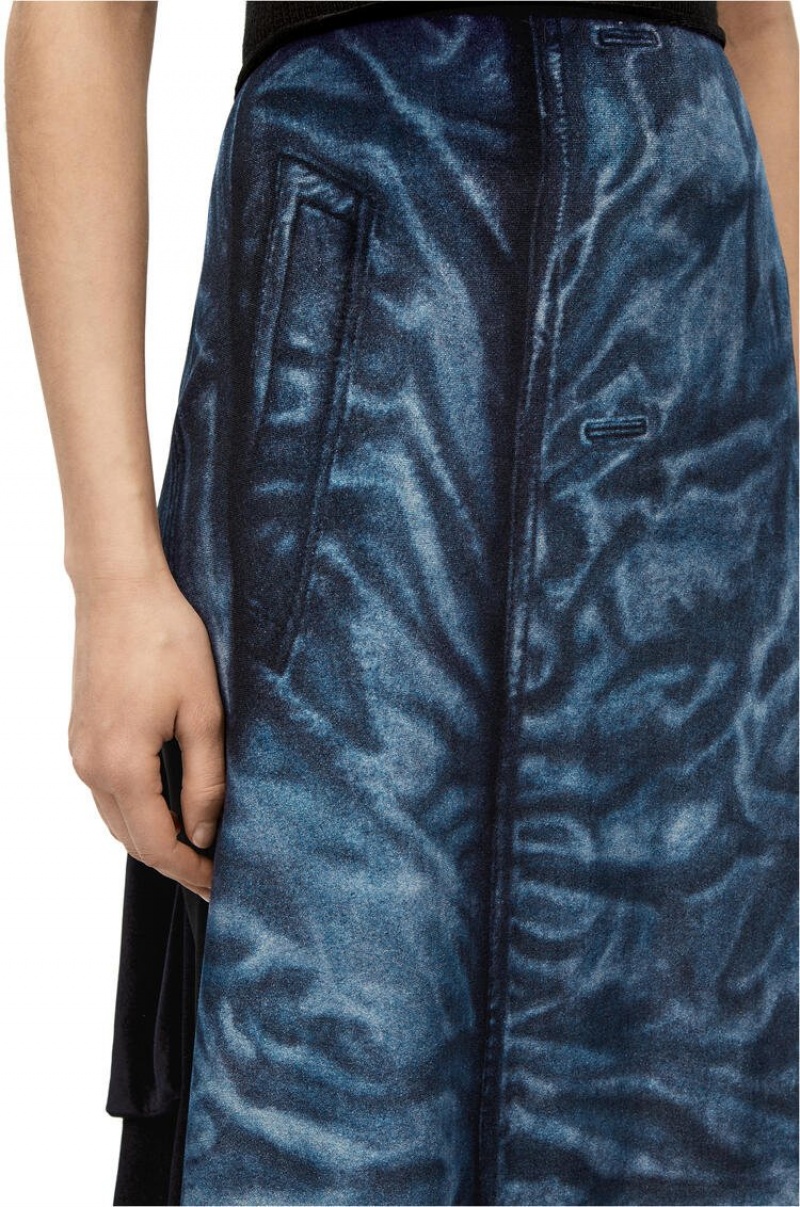 Falda Loewe Trompe l'oeil skirt in velvet Mujer Gris | 829OZKYWL