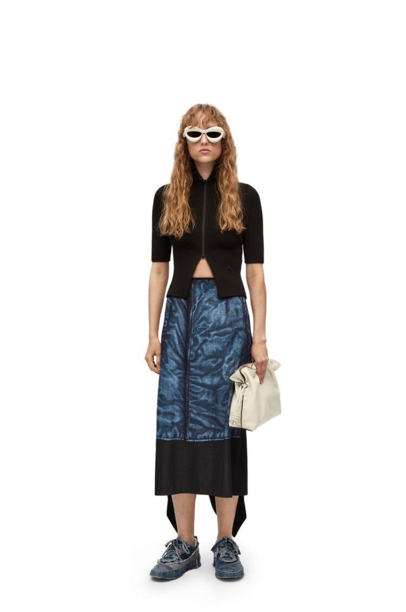 Falda Loewe Trompe l'oeil skirt in velvet Mujer Gris | 829OZKYWL