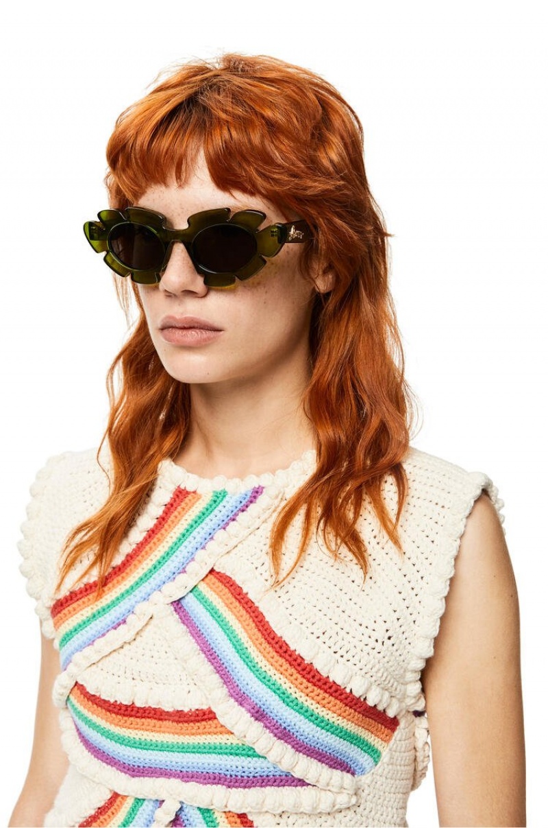 Gafas de Sol Loewe Flower sunglasses in injected nylon Mujer Verde | 921VPDZRF