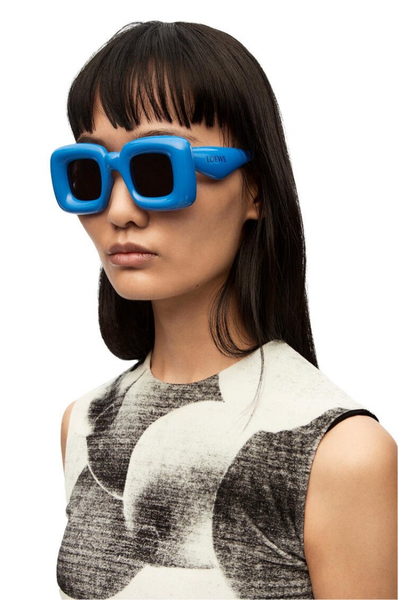 Gafas de Sol Loewe Inflated rectangular sunglasses in acetate Mujer Azules | 032WDAZGB