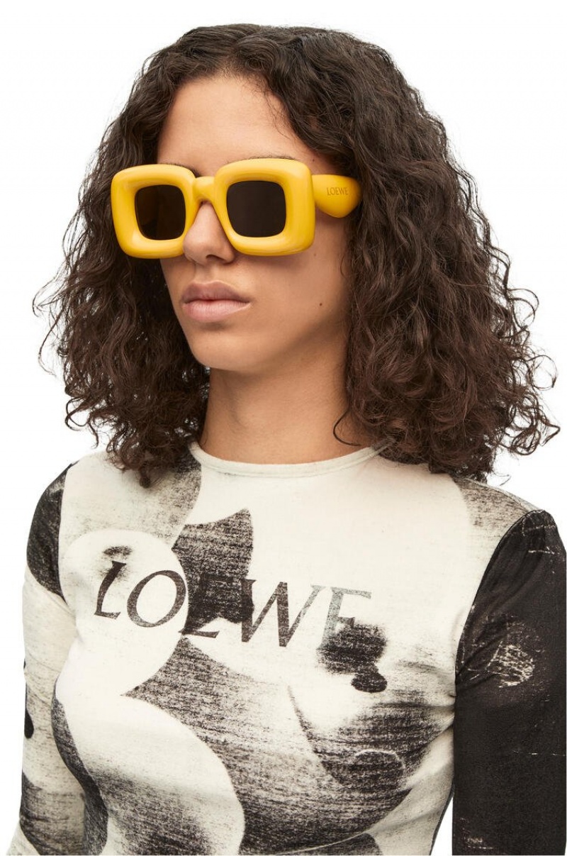 Gafas de Sol Loewe Inflated rectangular sunglasses in acetate Mujer Amarillo | 743NHISYW