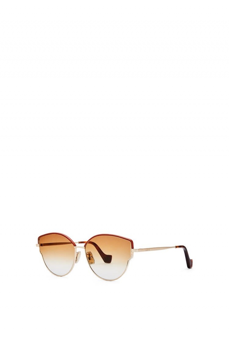 Gafas de Sol Loewe Metal butterfly sunglasses Mujer Marrones Rosas Doradas | 816DZXNAS