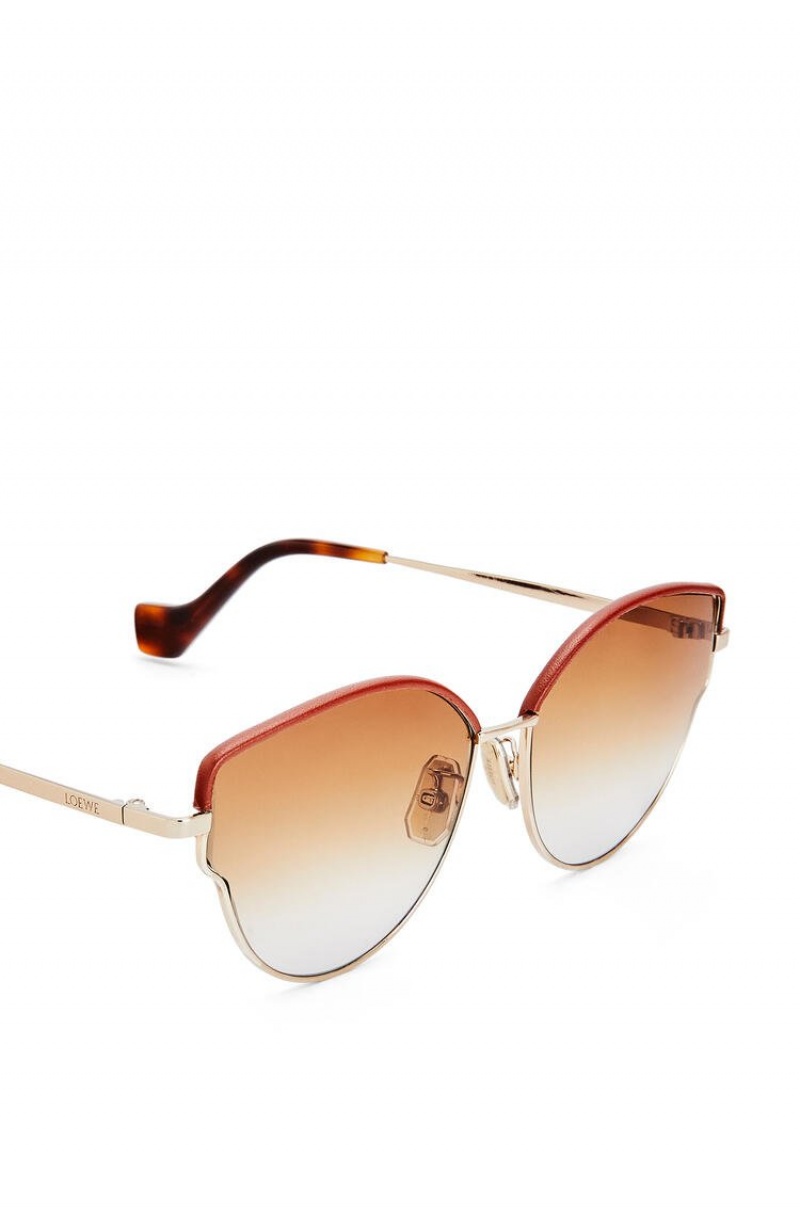 Gafas de Sol Loewe Metal butterfly sunglasses Mujer Marrones Rosas Doradas | 816DZXNAS