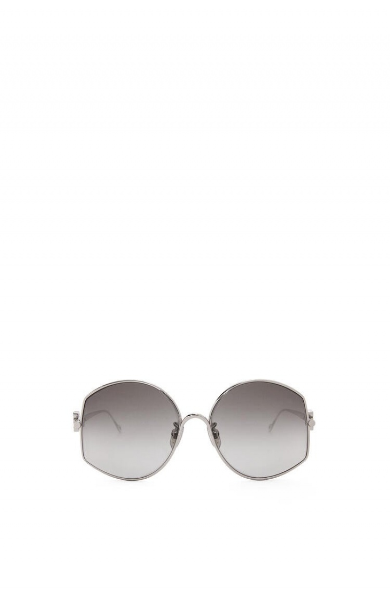 Gafas de Sol Loewe Oversize sunglasses in metal Mujer Shiny Palladium / Smoke | 867SZTIPD