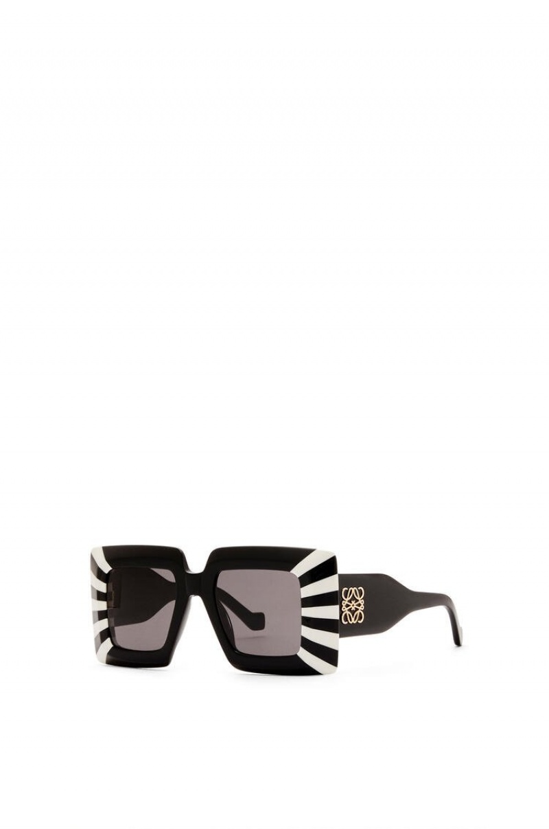 Gafas de Sol Loewe Oversized square sunglasses in acetate Mujer Negras Blancas | 876KOQZET