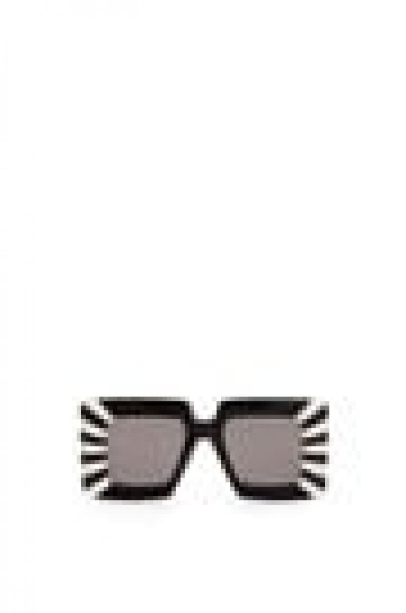 Gafas de Sol Loewe Oversized square sunglasses in acetate Mujer Negras Blancas | 876KOQZET