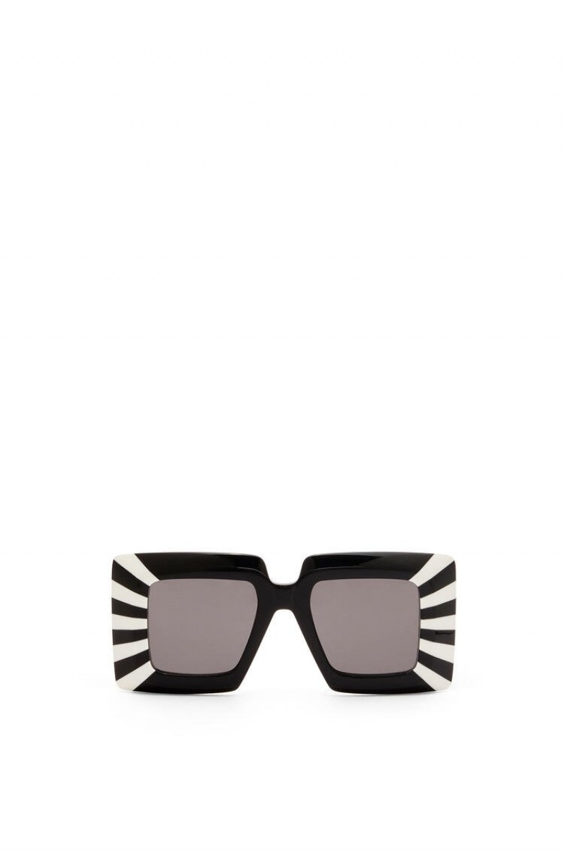 Gafas de Sol Loewe Oversized square sunglasses in acetate Mujer Negras Blancas | 876KOQZET