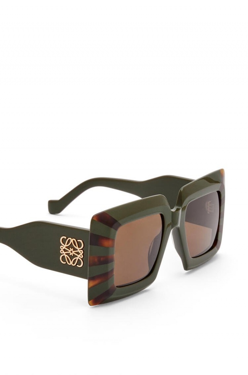 Gafas de Sol Loewe Oversized square sunglasses in acetate Mujer Kakhi / Havana | 283XQMYVR