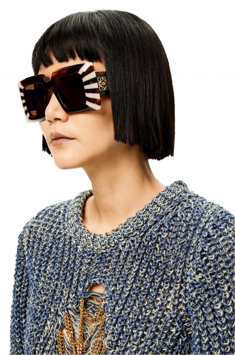 Gafas de Sol Loewe Oversized square sunglasses in acetate Mujer Havana / Cotton Candy | 208CVWSHJ