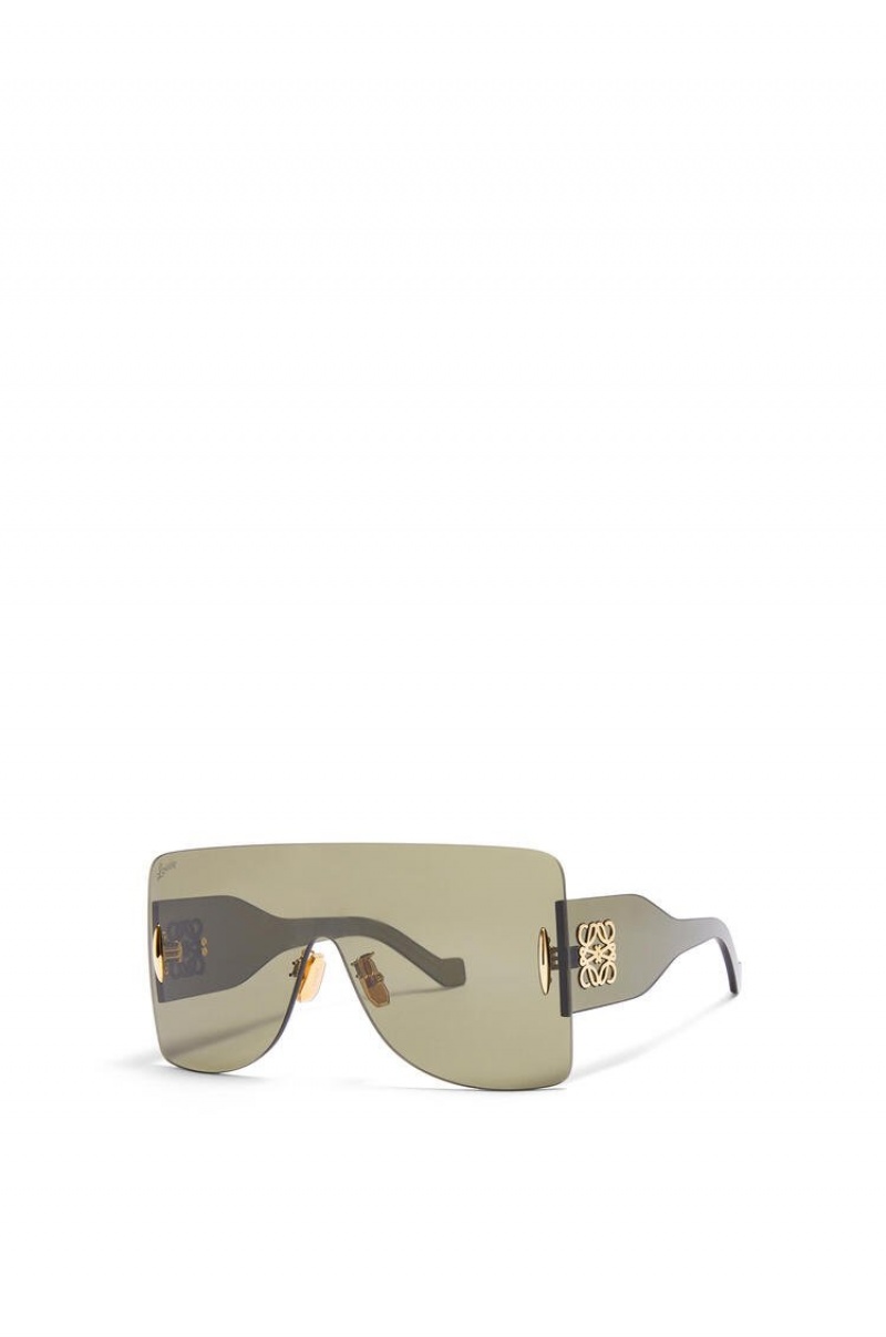 Gafas de Sol Loewe Rectangular mask sunglasses in nylon Mujer Verde Oscuro | 456FQKPWT