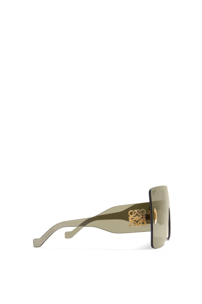 Gafas de Sol Loewe Rectangular mask sunglasses in nylon Mujer Verde Oscuro | 456FQKPWT