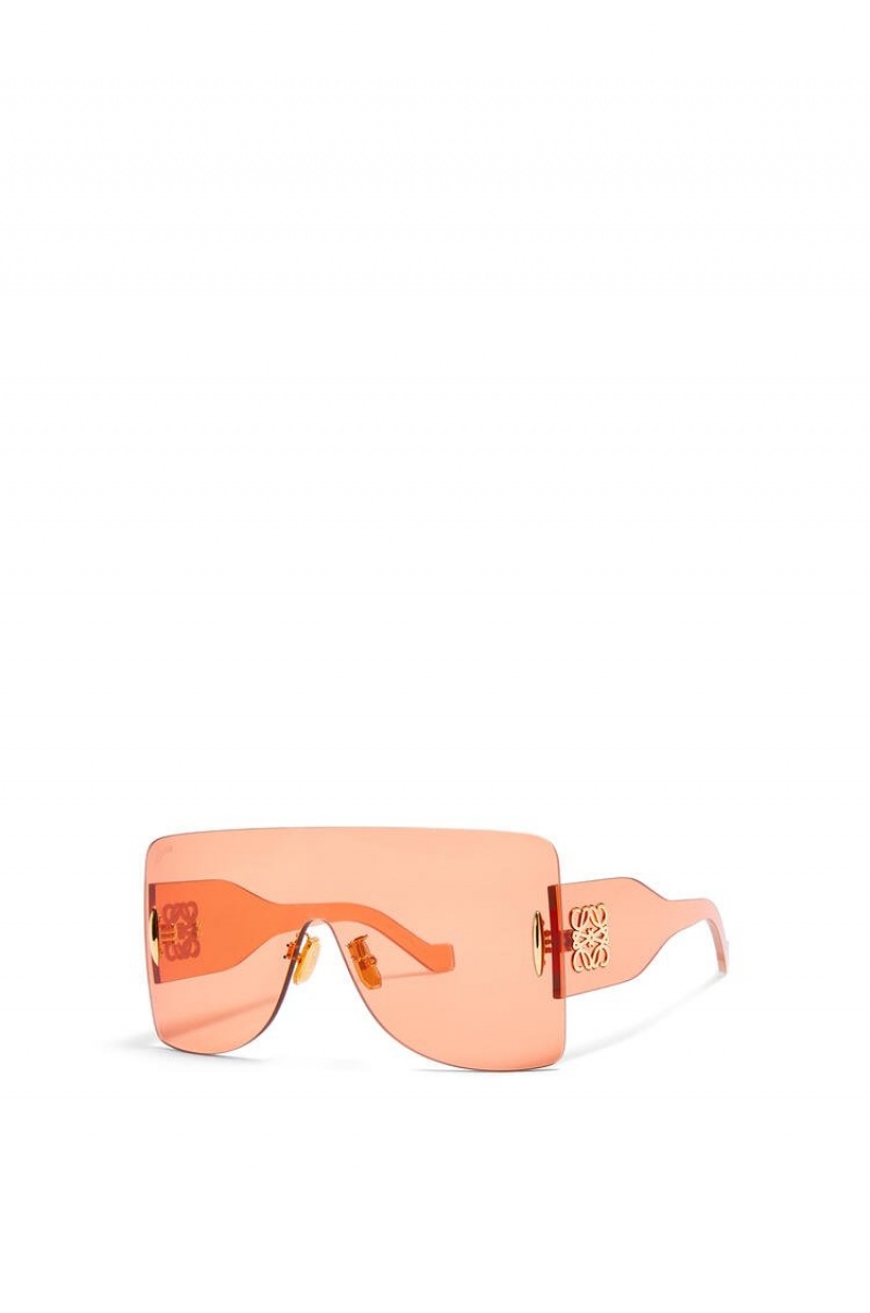 Gafas de Sol Loewe Rectangular mask sunglasses in nylon Mujer Naranjas | 374TNQDIE