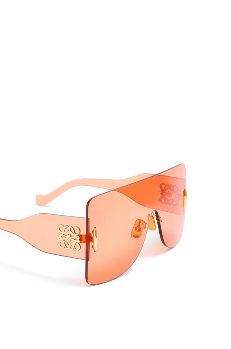 Gafas de Sol Loewe Rectangular mask sunglasses in nylon Mujer Naranjas | 374TNQDIE