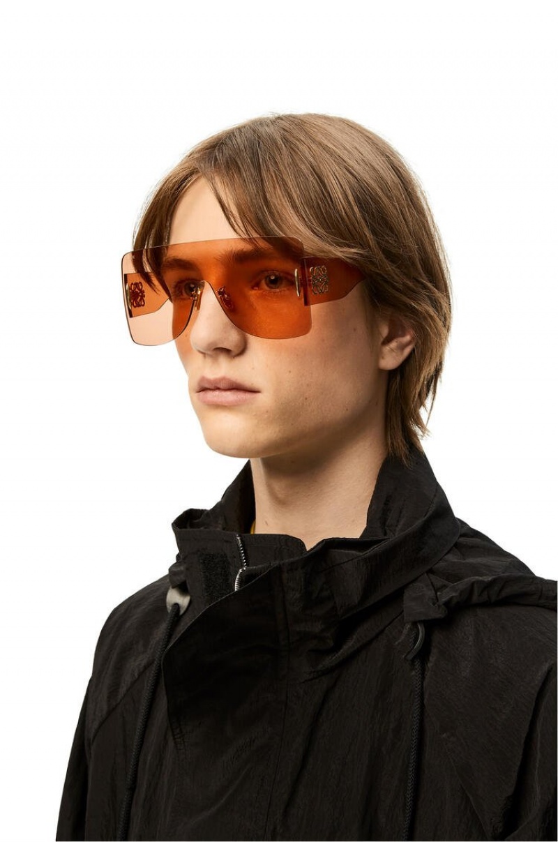 Gafas de Sol Loewe Rectangular mask sunglasses in nylon Hombre Naranjas | 569YBPWJN