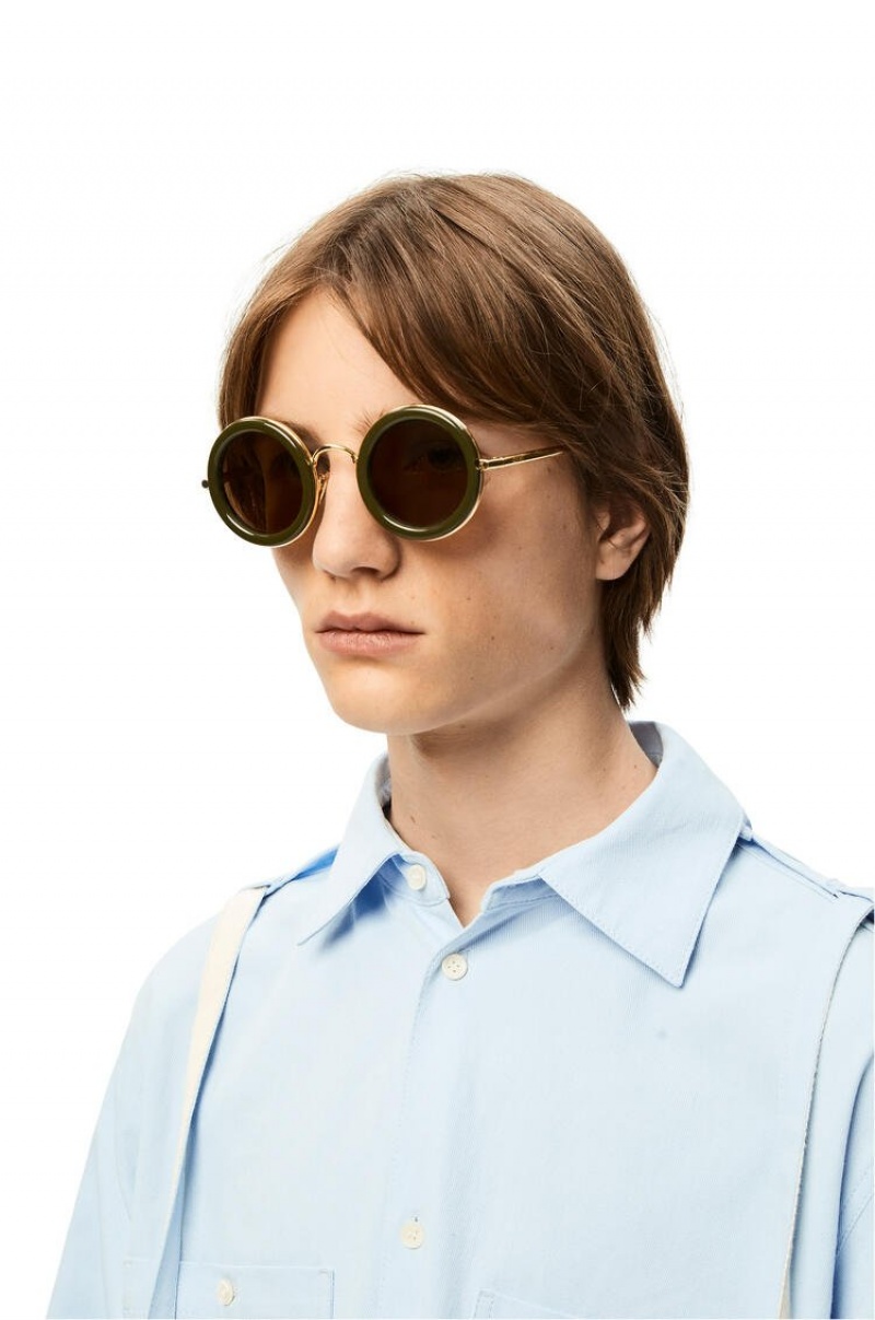 Gafas de Sol Loewe Round sunglasses in acetate Mujer Kaki Verde Doradas | 726SWIECM