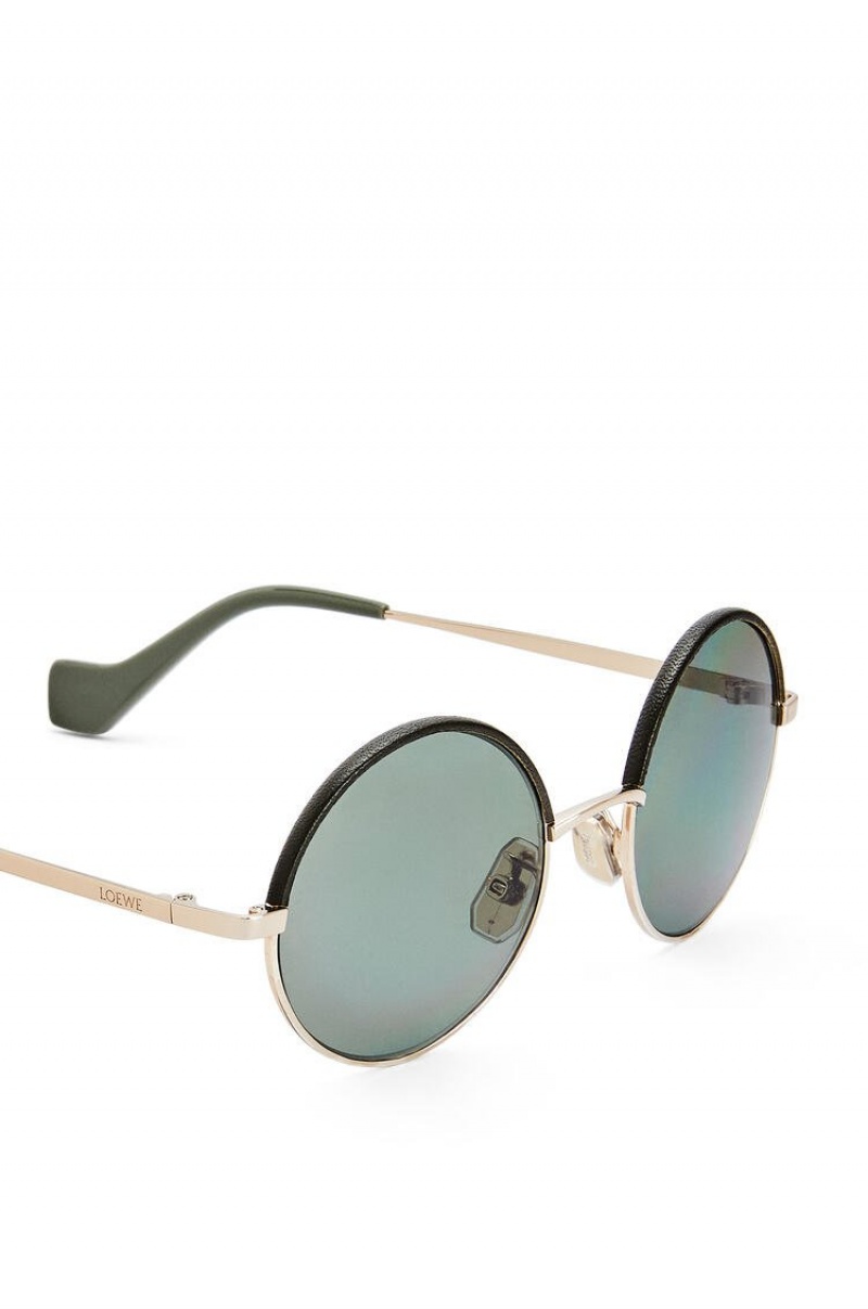 Gafas de Sol Loewe Small round sunglasses in metal Mujer Kaki Verde | 790VDWXEN