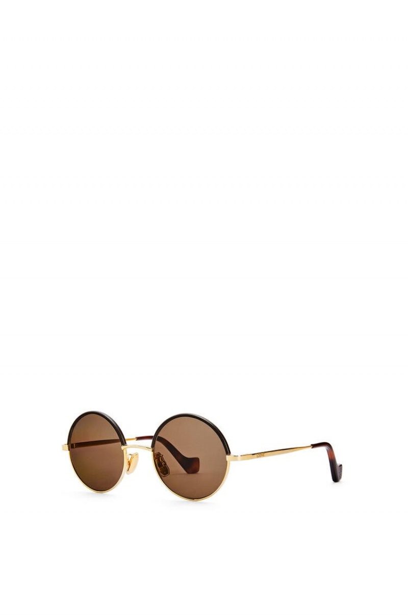 Gafas de Sol Loewe Small round sunglasses in metal Mujer Marrones Oscuro | 039TADOGQ