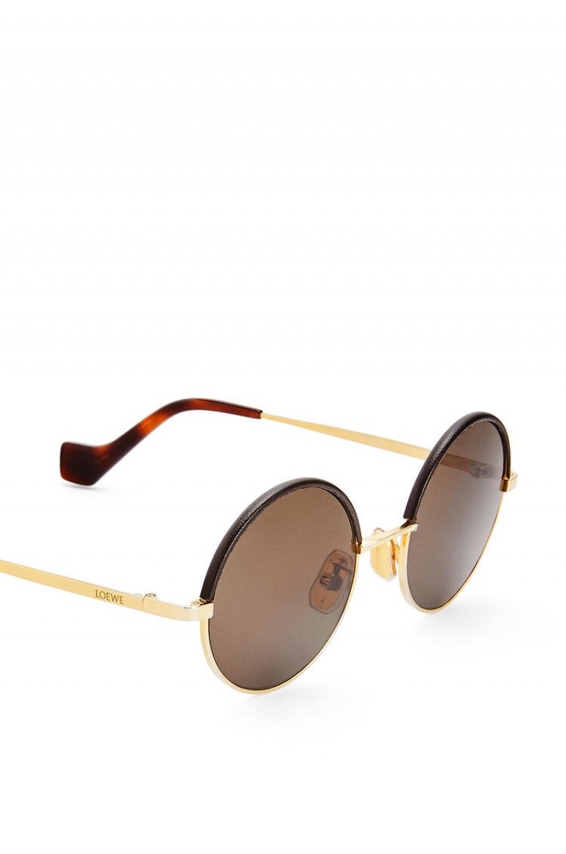 Gafas de Sol Loewe Small round sunglasses in metal Mujer Marrones Oscuro | 039TADOGQ