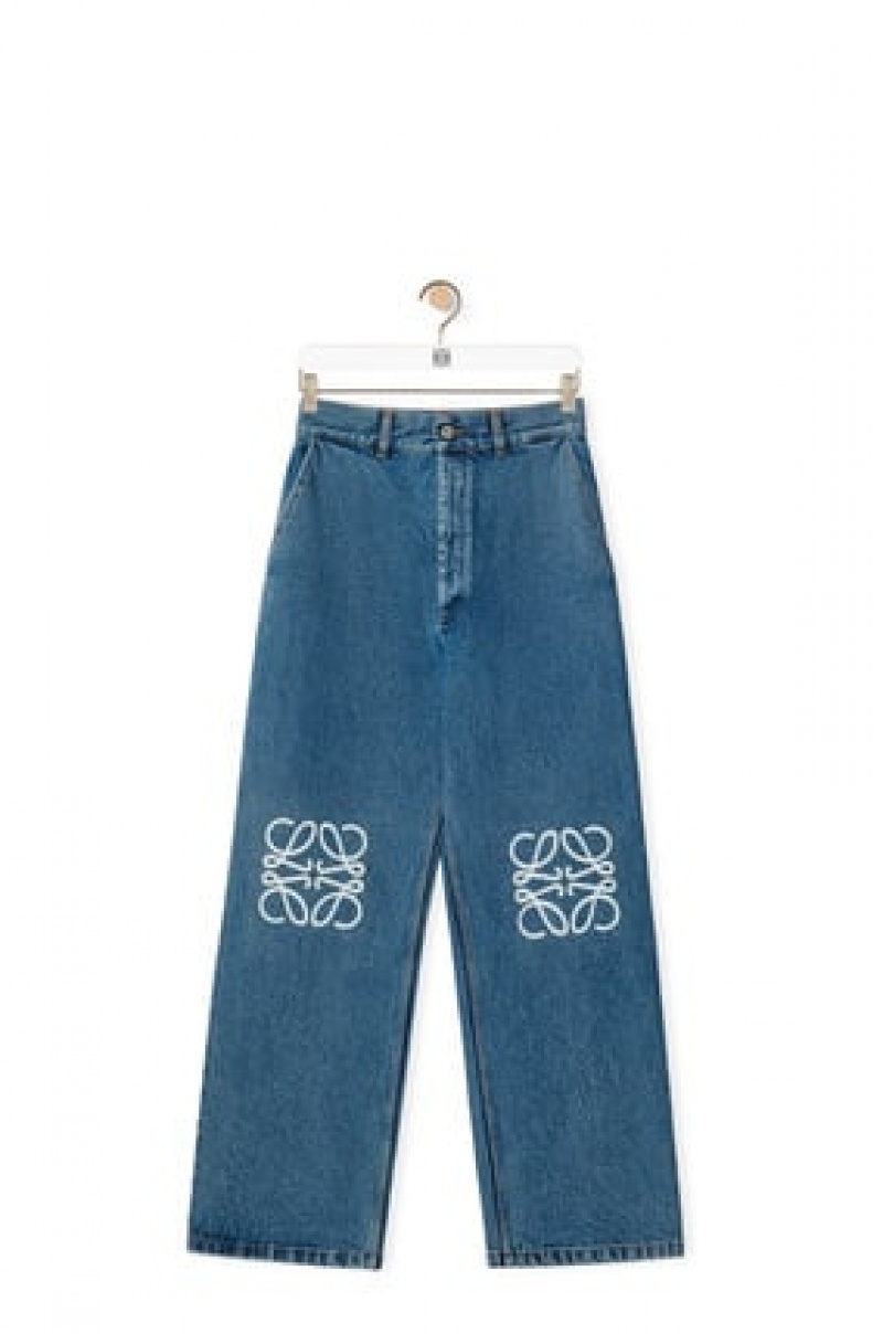 Jenas Loewe Anagram baggy jeans in denim Mujer Azules | 319WKCEMV