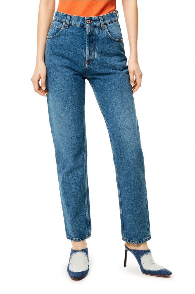 Jenas Loewe Anagram pocket tapered jeans in stone washed denim Mujer Azules | 136HQSDVM