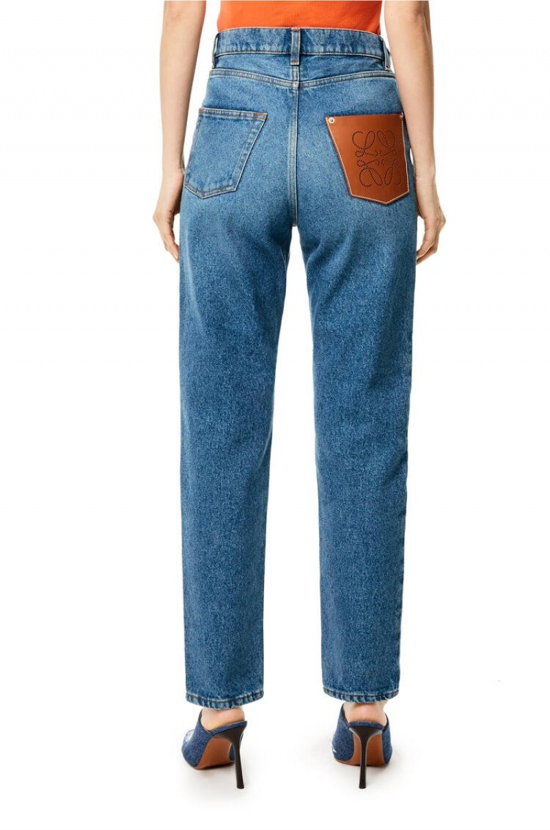 Jenas Loewe Anagram pocket tapered jeans in stone washed denim Mujer Azules | 136HQSDVM