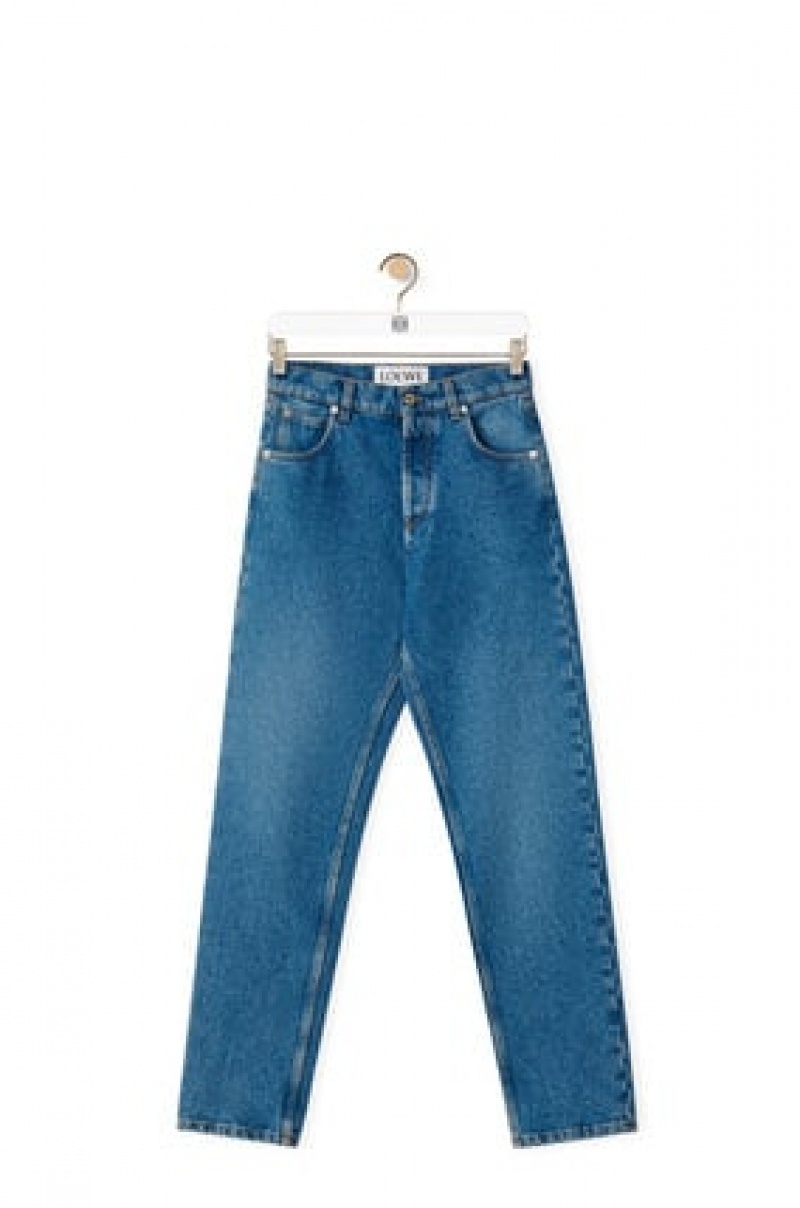 Jenas Loewe Anagram pocket tapered jeans in stone washed denim Mujer Azules | 136HQSDVM