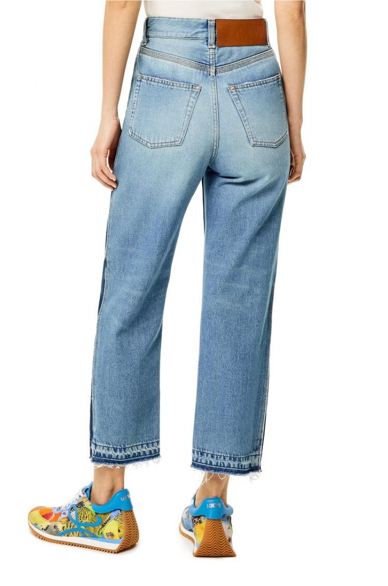 Jenas Loewe Cropped jeans in denim Mujer Azules Verde Menta Azules | 072HNYJQE