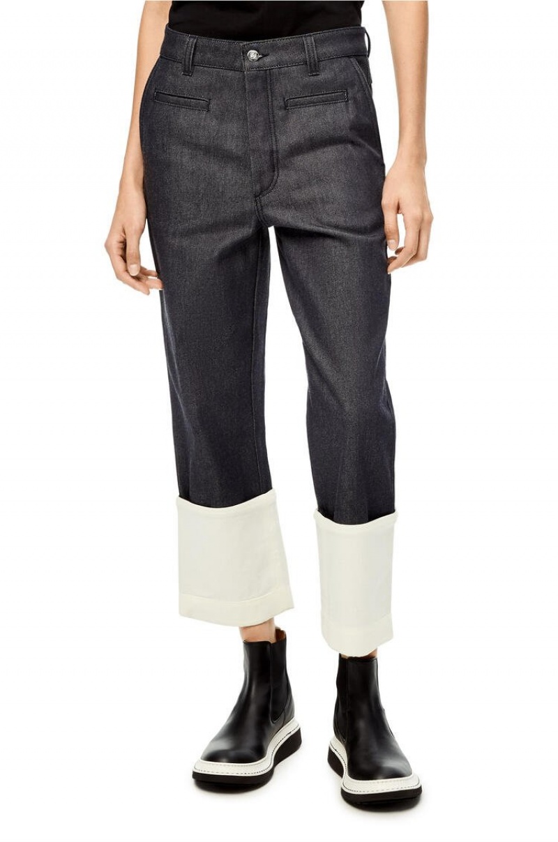 Jenas Loewe Fisherman jeans in stone washed denim Mujer Azul Marino Azules | 031VEUYCS