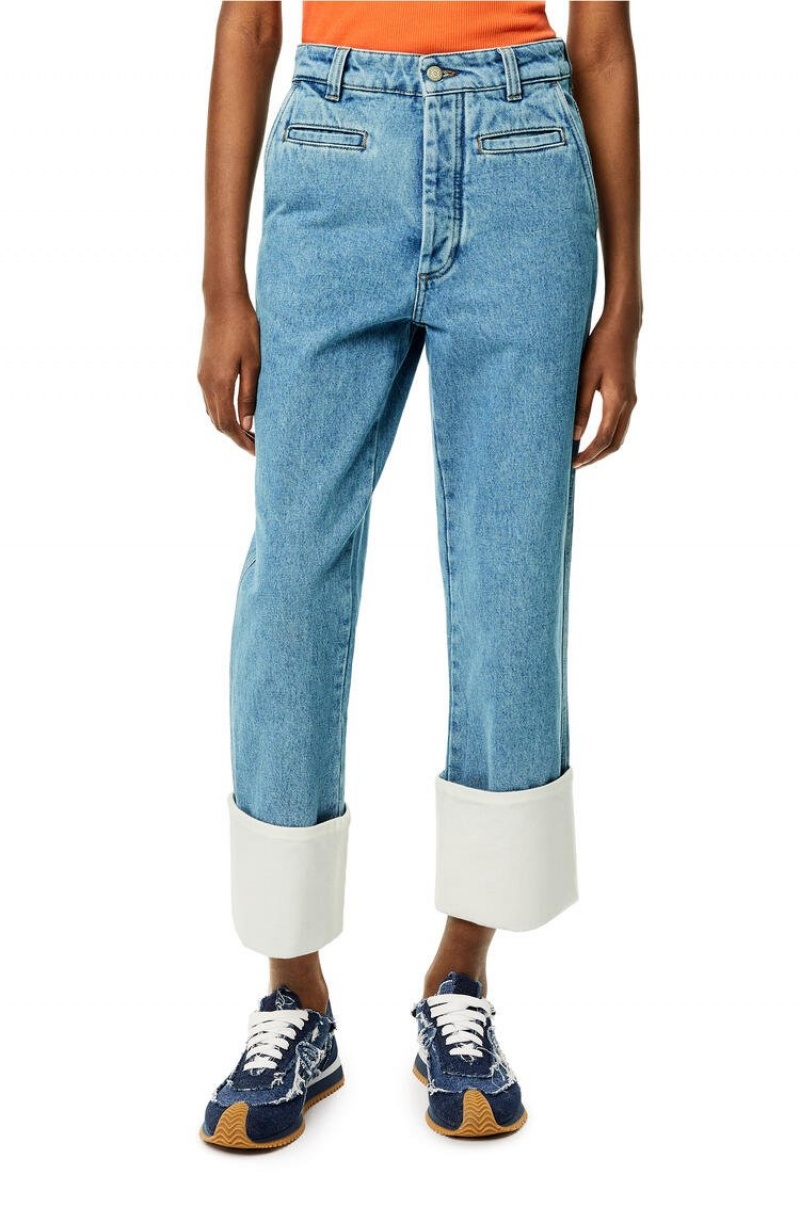 Jenas Loewe Fisherman jeans in stone washed denim Mujer Azules | 753SHUJMI