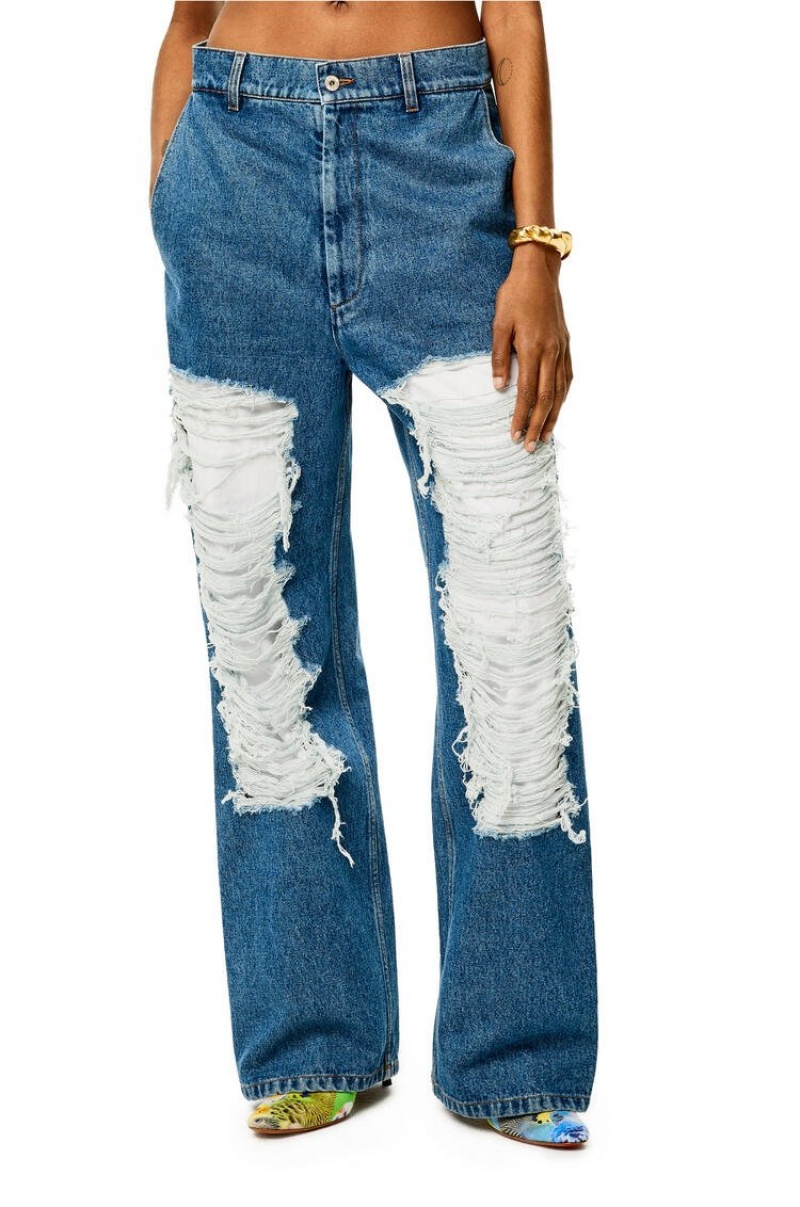 Jenas Loewe Ripped baggy jeans in denim Mujer Azules | 087SGZMWD