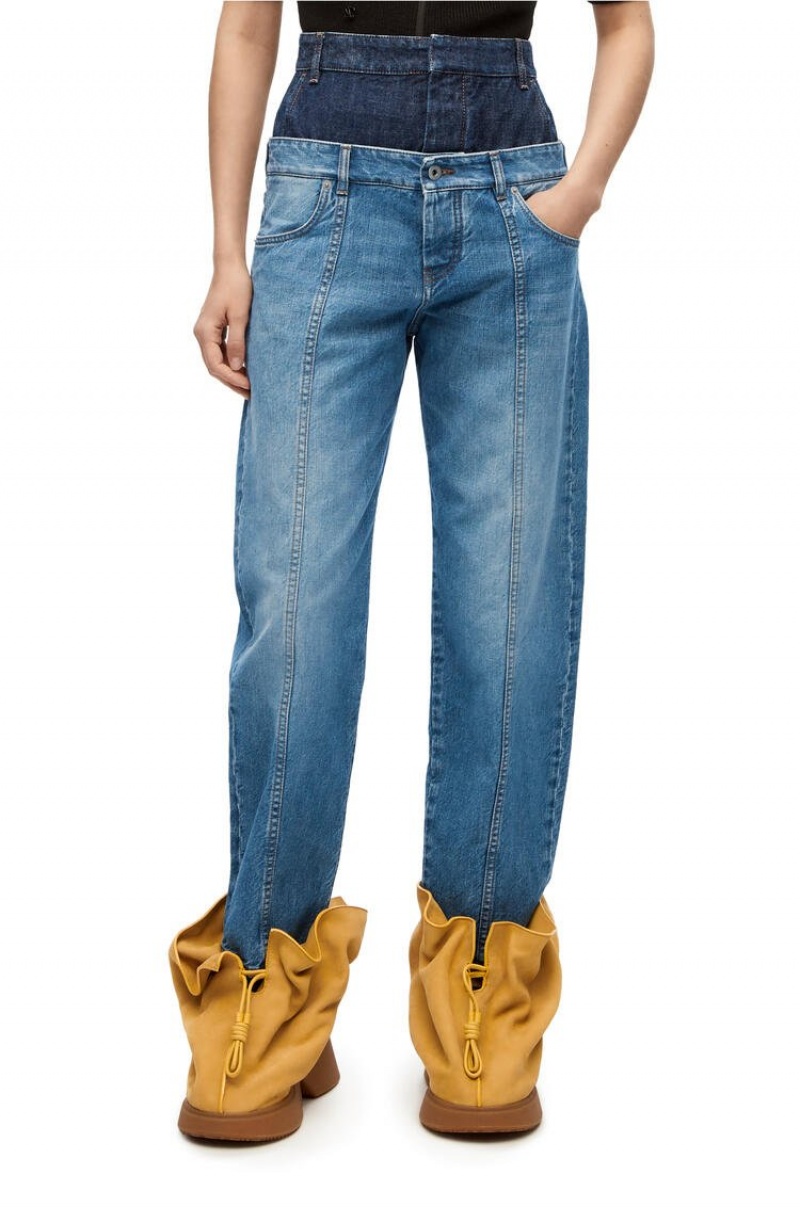 Jenas Loewe Trompe l'oeil jeans in denim Mujer Azules | 746DXENHA