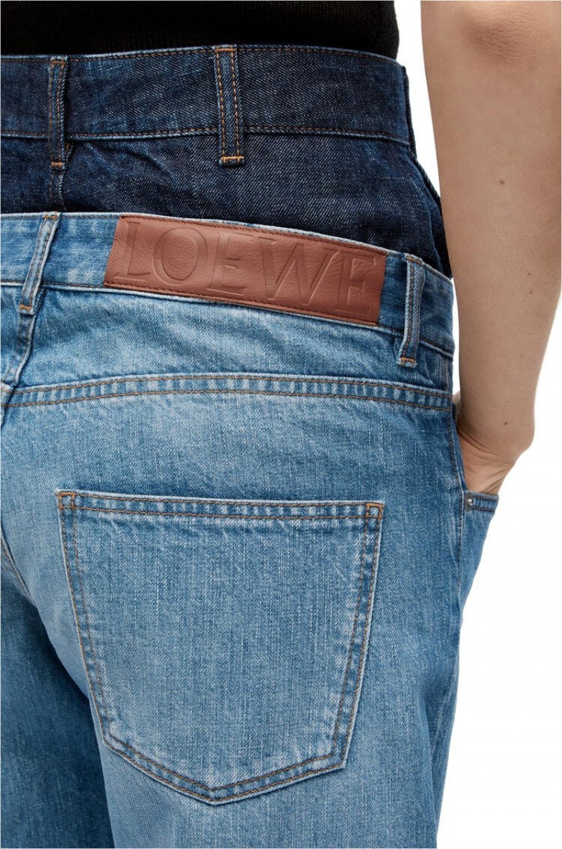 Jenas Loewe Trompe l'oeil jeans in denim Mujer Azules | 746DXENHA