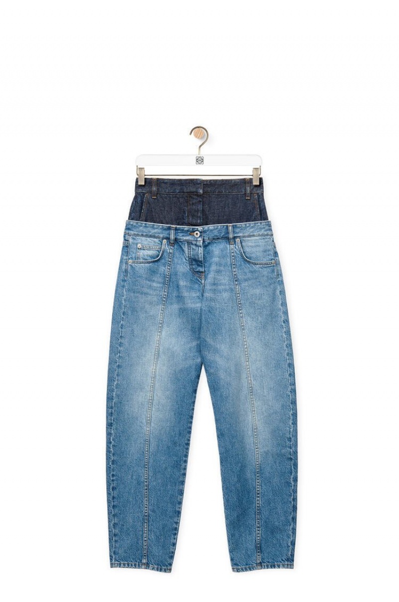 Jenas Loewe Trompe l'oeil jeans in denim Mujer Azules | 746DXENHA