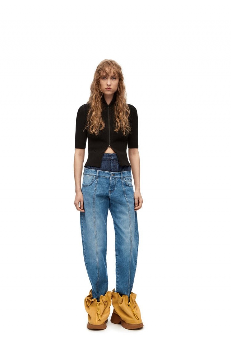 Jenas Loewe Trompe l'oeil jeans in denim Mujer Azules | 746DXENHA