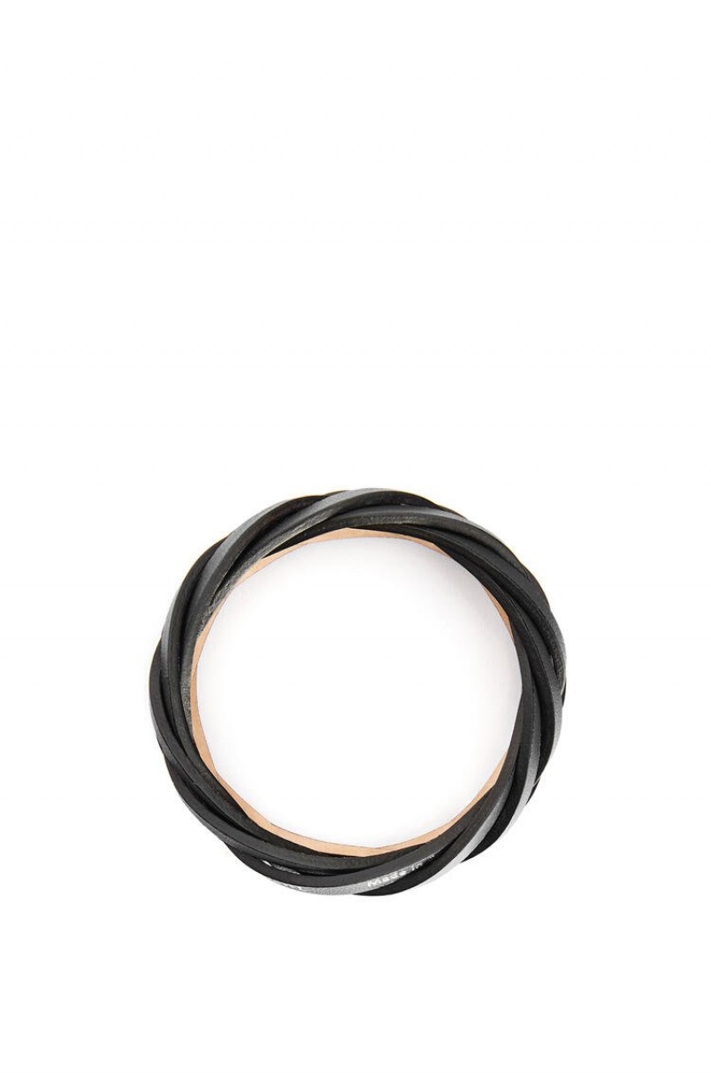 Joyería Loewe Braided bangle in classic calfskin Mujer Negras | 021MSHVBR