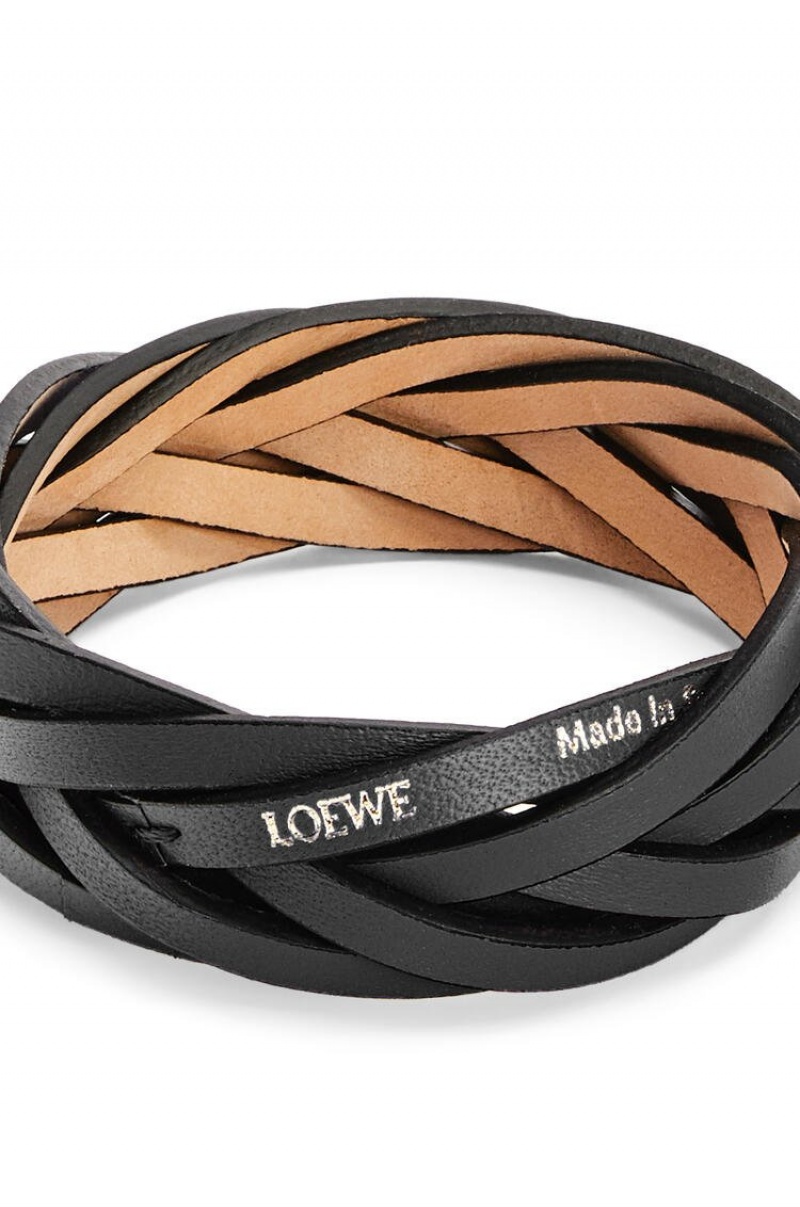 Joyería Loewe Braided bangle in classic calfskin Mujer Negras | 021MSHVBR