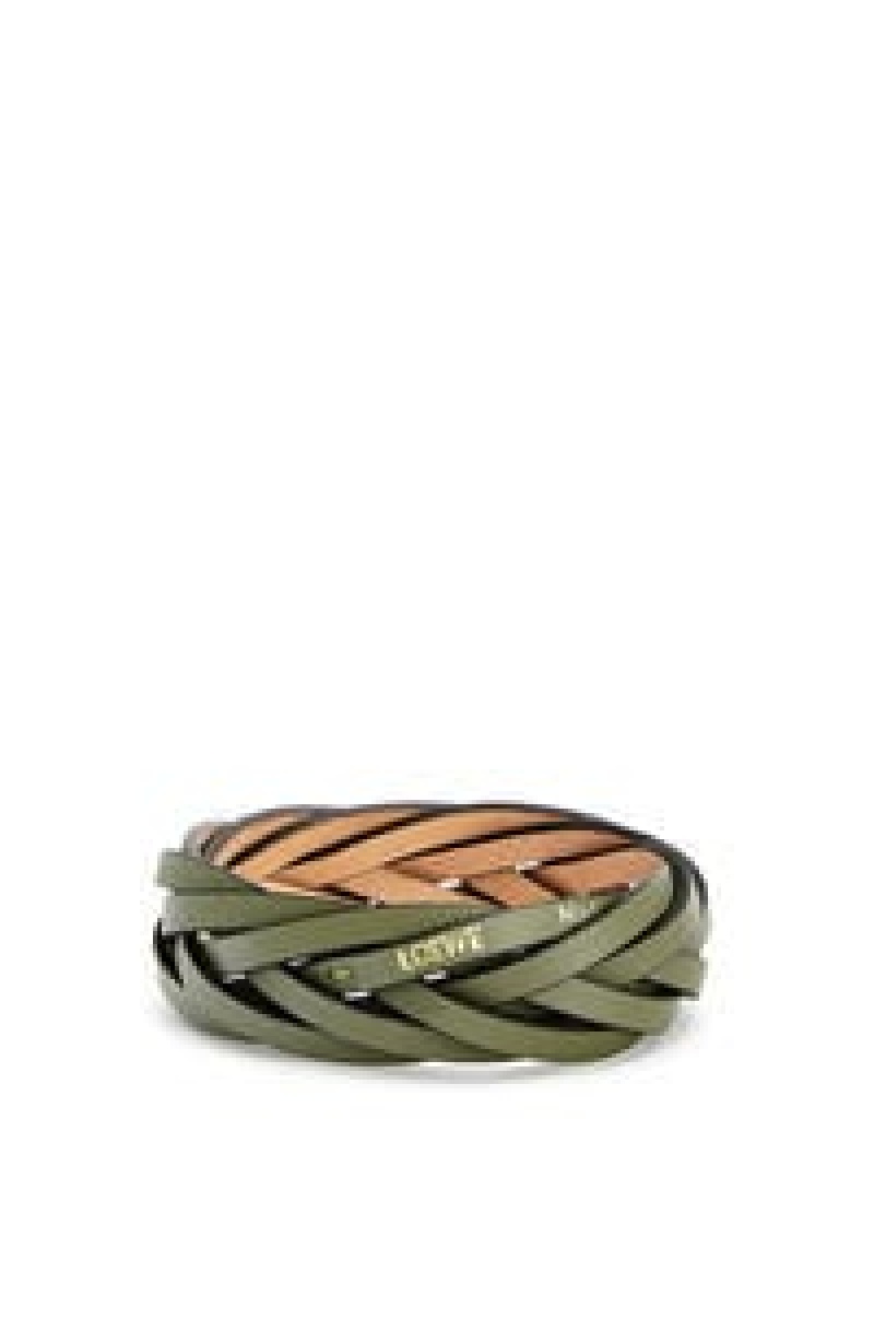 Joyería Loewe Braided bangle in classic calfskin Mujer Negras | 021MSHVBR