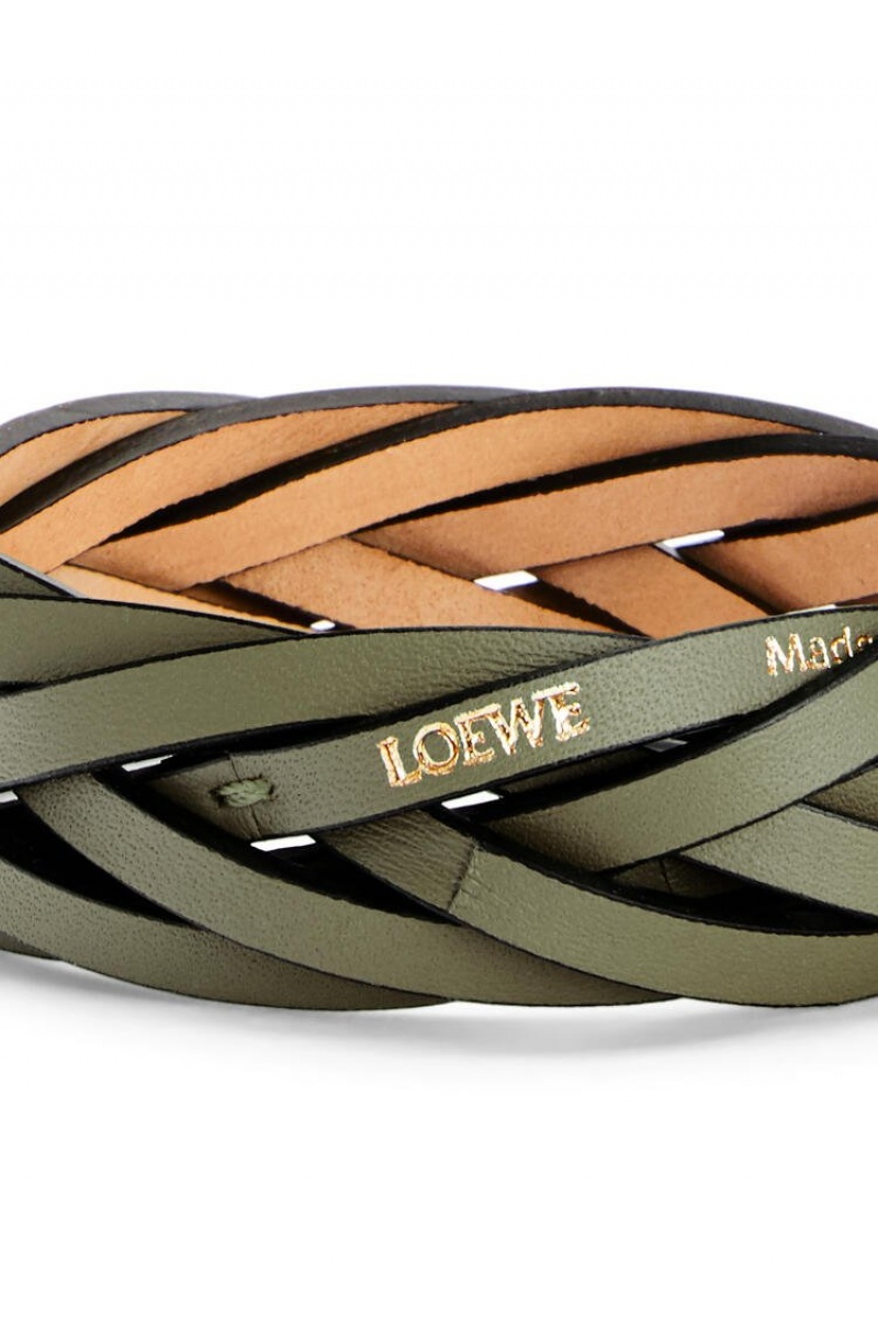 Joyería Loewe Braided bangle in classic calfskin Mujer Verde | 786UZGYLQ