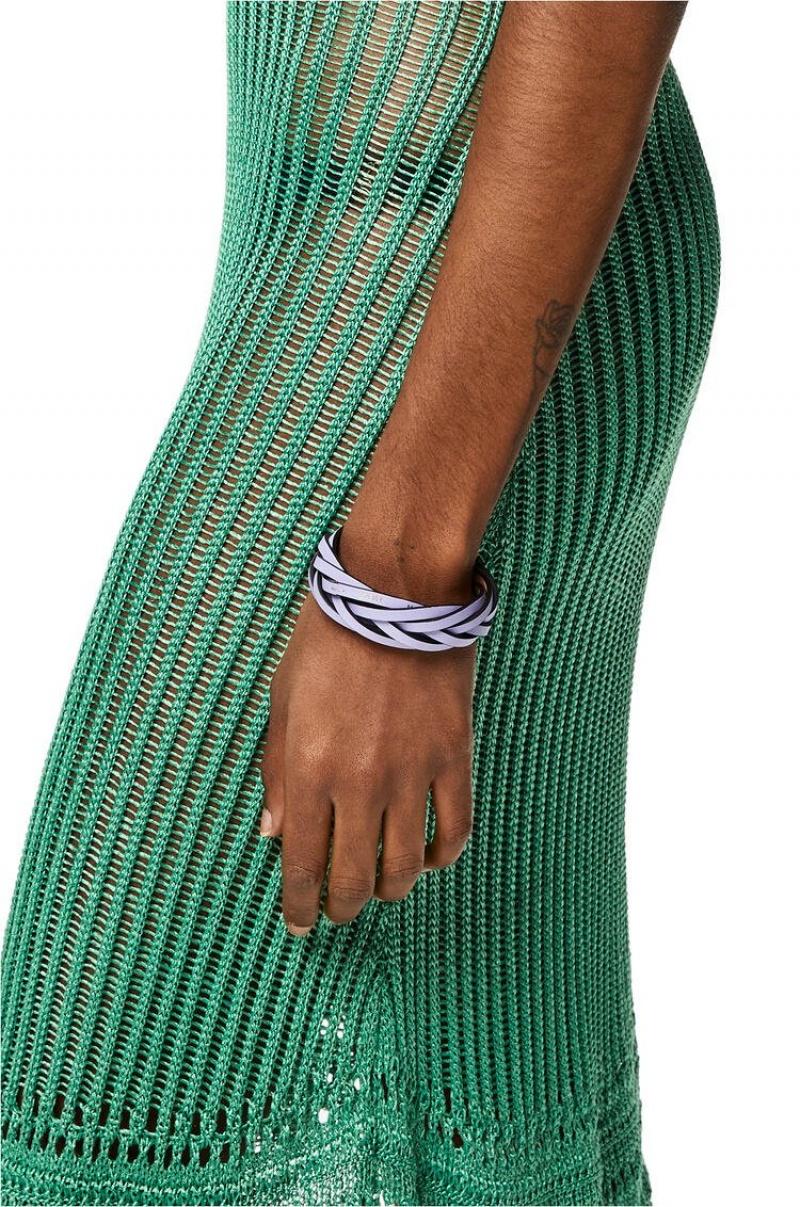 Joyería Loewe Braided bangle in classic calfskin Mujer Lavanda | 271QYLSMW