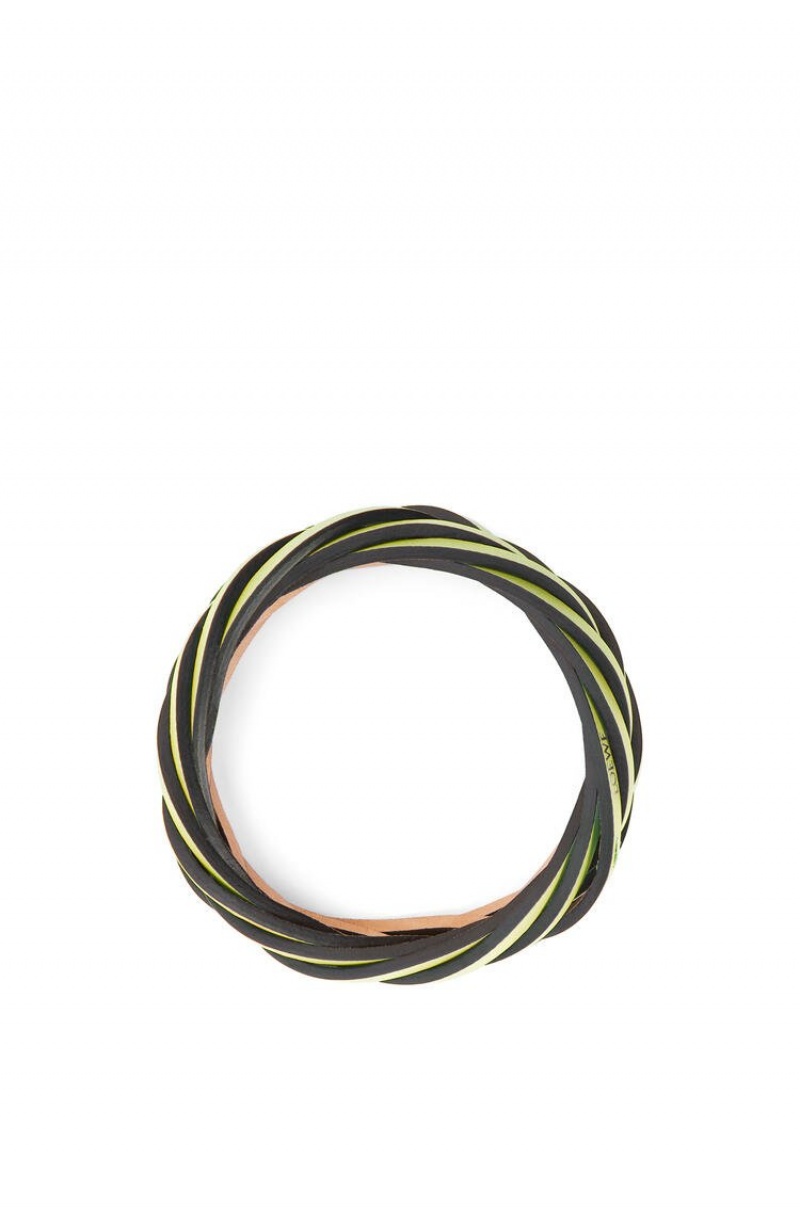 Joyería Loewe Braided bangle in classic calfskin Mujer Verde | 391KOSHTW