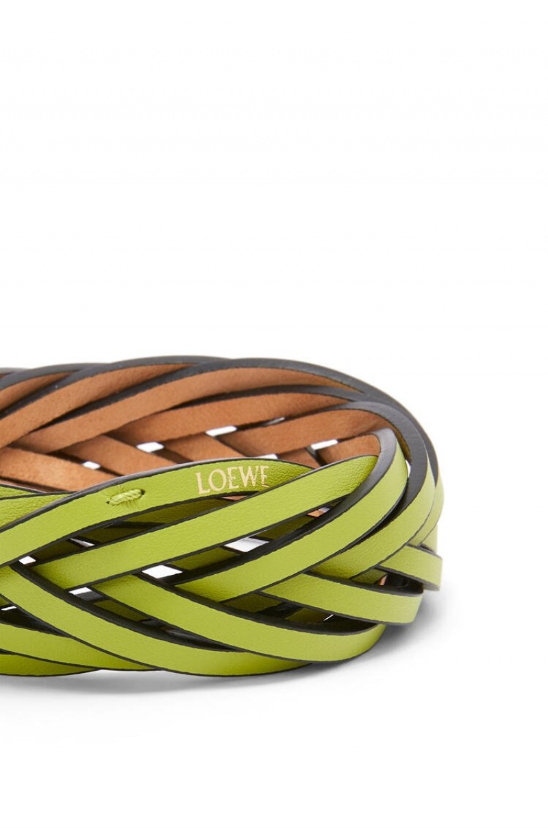 Joyería Loewe Braided bangle in classic calfskin Mujer Verde | 391KOSHTW