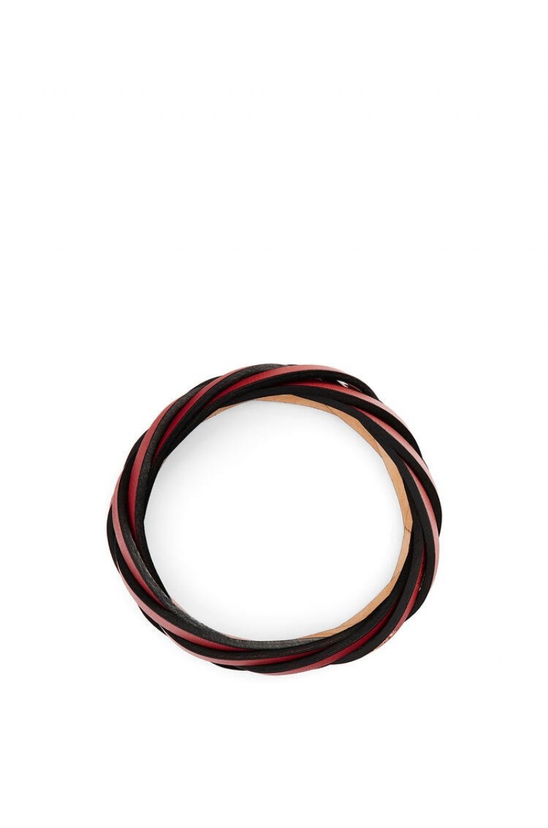 Joyería Loewe Braided bangle in classic calfskin Mujer Rojas Oscuro | 318MYKDXG