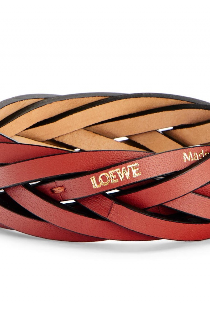 Joyería Loewe Braided bangle in classic calfskin Mujer Rojas Oscuro | 318MYKDXG