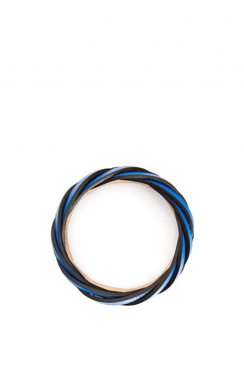 Joyería Loewe Braided bangle in classic calfskin Mujer Azules | 826USMNJX