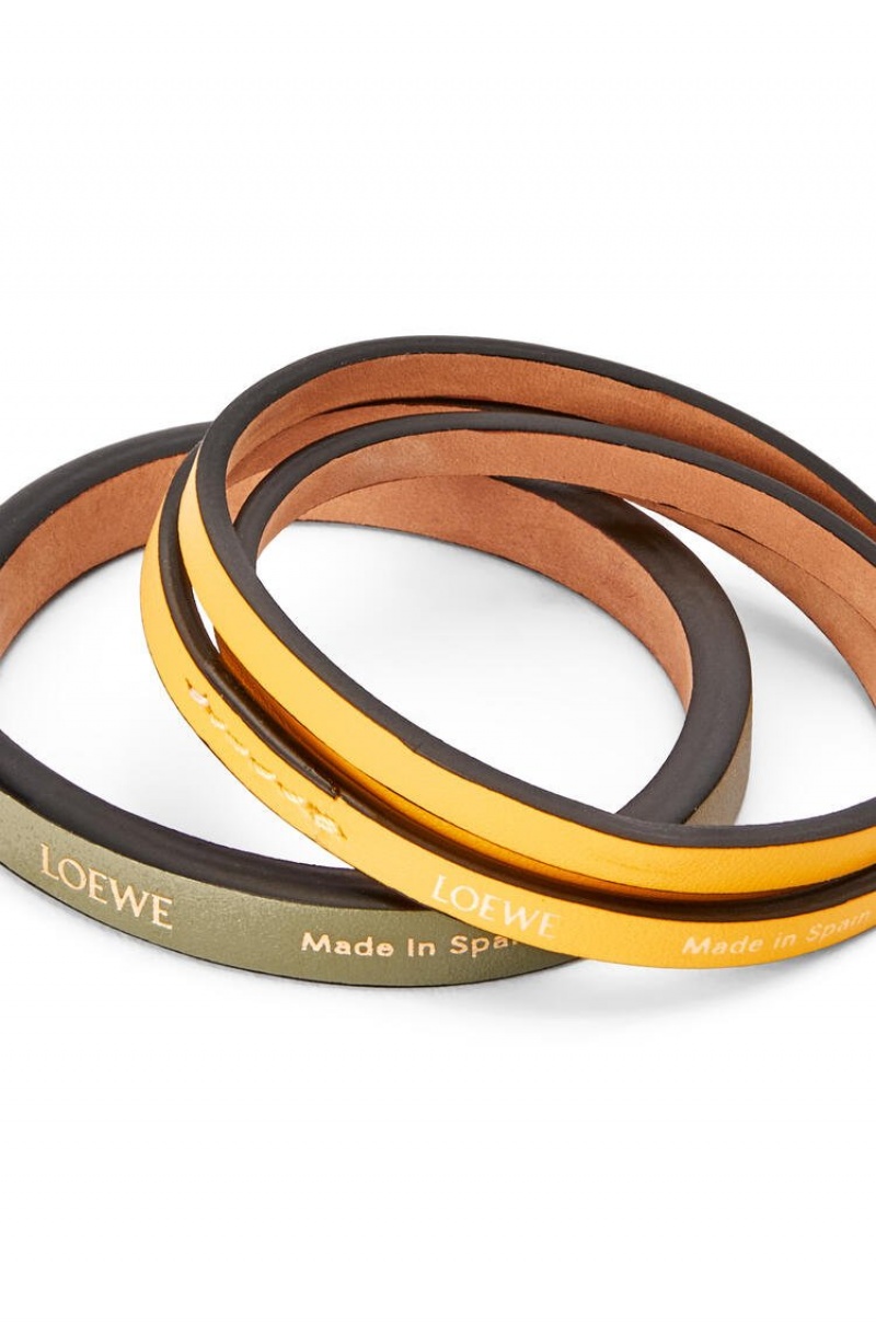 Joyería Loewe Double bangle set in classic calfskin Mujer Amarillo | 819KYOIQH