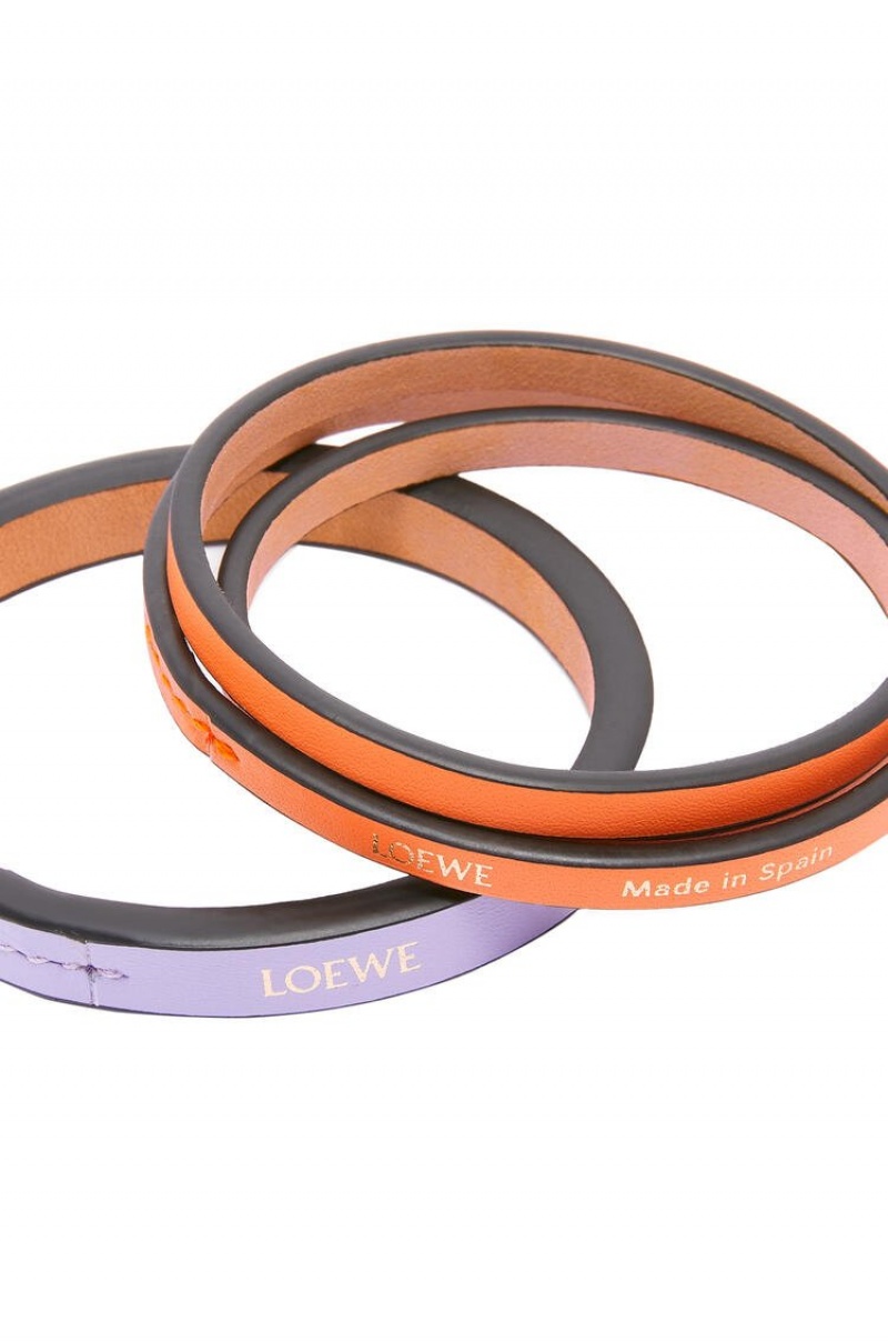 Joyería Loewe Double bangle set in classic calfskin Mujer Naranjas | 619CYOTHK