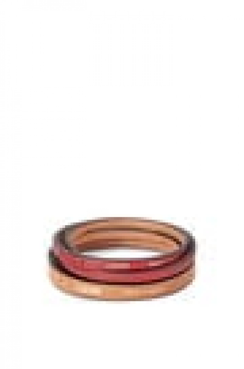 Joyería Loewe Double bangle set in classic calfskin Mujer Rojas Oscuro | 703PTLNCE