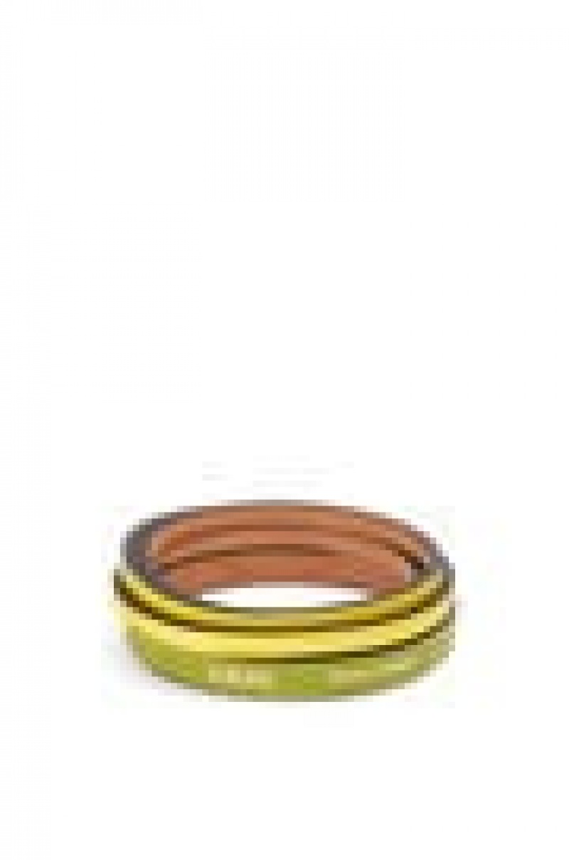 Joyería Loewe Double bangle set in classic calfskin Mujer Verde Amarillo | 796AQYGFK