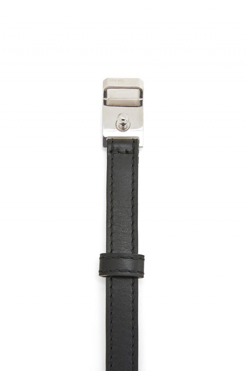 Joyería Loewe Double bracelet in calfskin Mujer Negras | 954EKYQFV