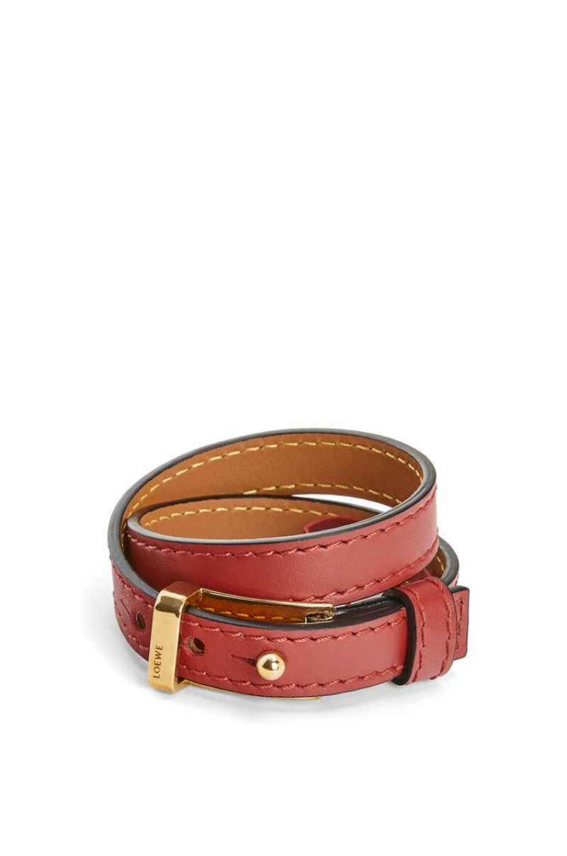 Joyería Loewe Double bracelet in calfskin Mujer Pomodoro | 681IEHXLC